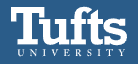 Logo of Tufts University, featuring the institution's name in blue letters above the iconic image of the elephant Jumbo, symbolizing strength and memory.