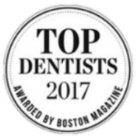 Boston Magazine Top Dentist award badge for 2017