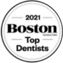 Boston Magazine Top Dentist award badge for 2021